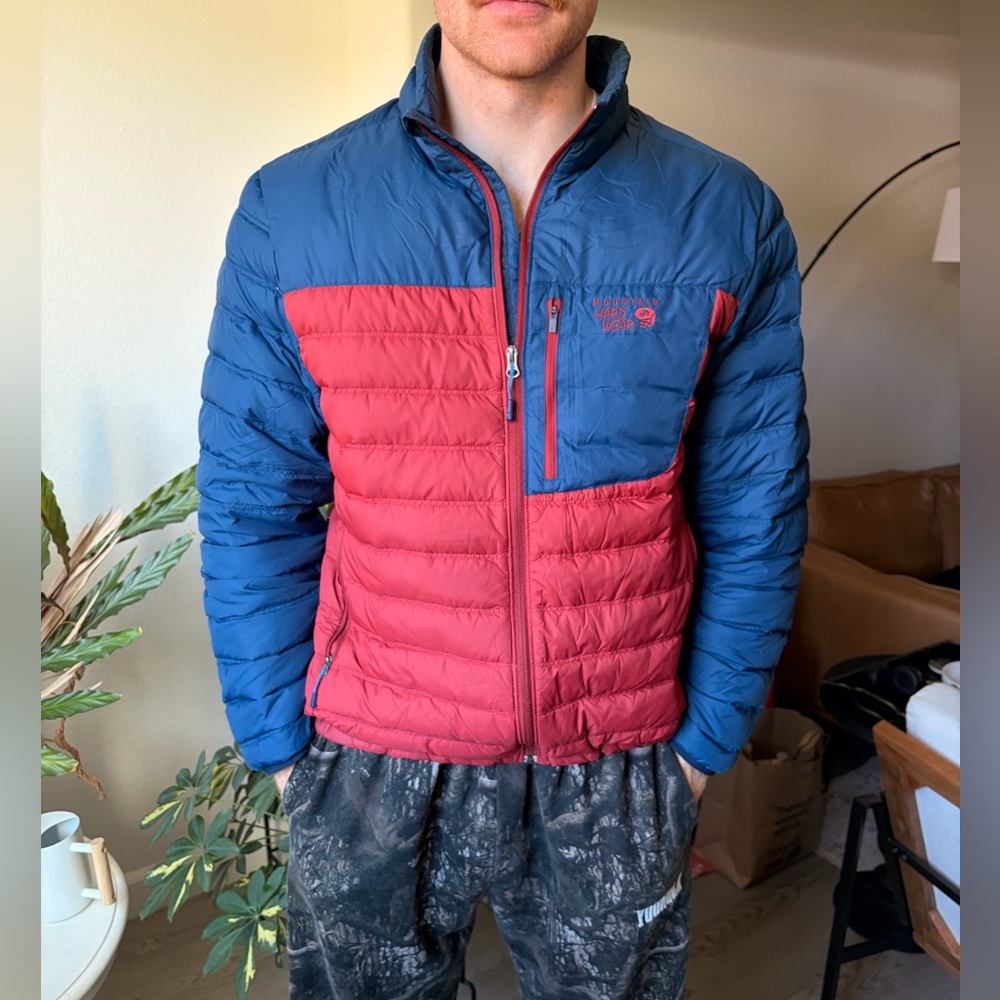 Mountain Hardwear Men's Two-Tone Blue and Red Puffer Jacket